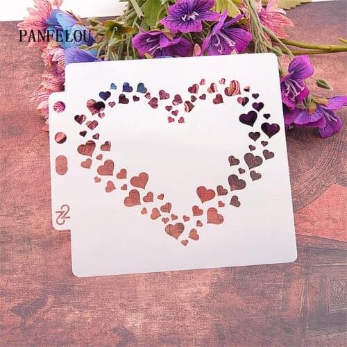 Heart-shaped wreath scrapbook stencils spray plastic mold shield DIY cake hollow Embellishment printing lace ruler valentine