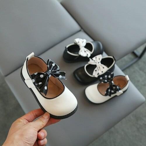 Shoes Girls Fashion Spring Autumn Toddler Butterfly Knot Shoes Kids Children Bowtie Pu Leather Dance Rubber Princess Shoe Baby
