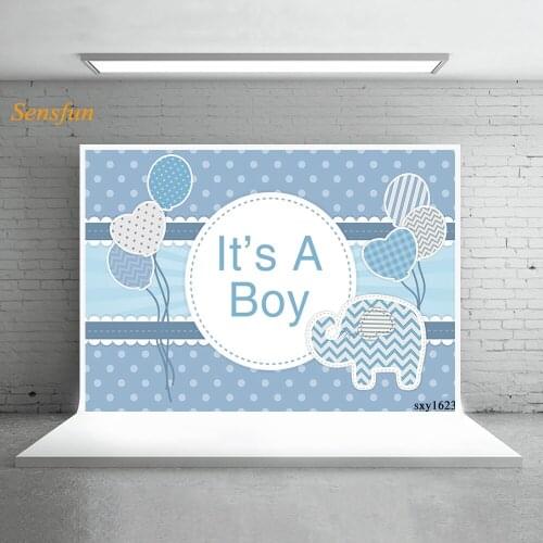 LEVOO Baby Shower Backdrop Elephant Polka Dots Boys Gender Reveal Photography Background Photo Studio Props Photophone Vinyl
