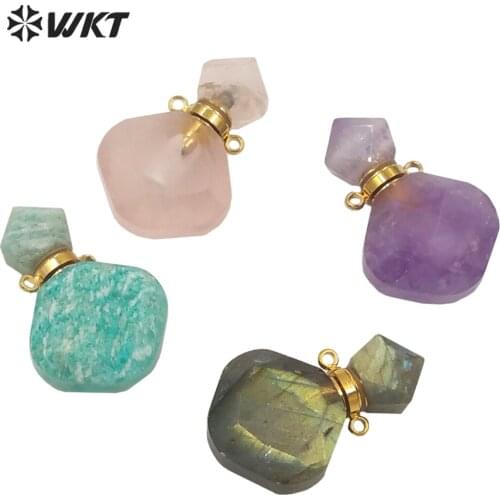 WT-P1673 Newest Charming elegant small size Natural stone perfume bottle pendant for necklace women stone made bottle pendant