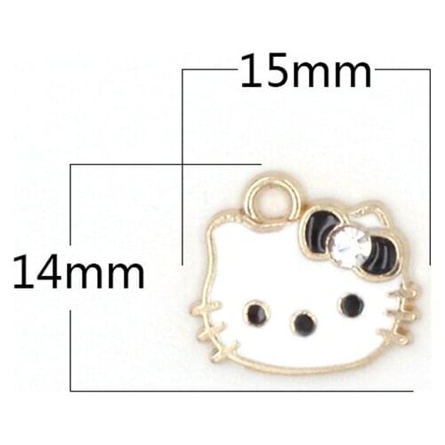 10pcs/lot Crystal Cat Rhinestone Dangle Handmade Charms Pendant DIY for Bracelet Necklace Bag