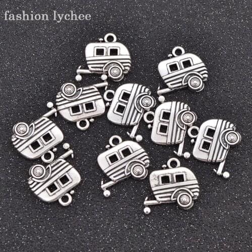 Fashion lychee 10pcs Camper RV Trailer Camping Car Charm Beads For DIY Crafts For Bracelets Jewelry For Pendant Necklace