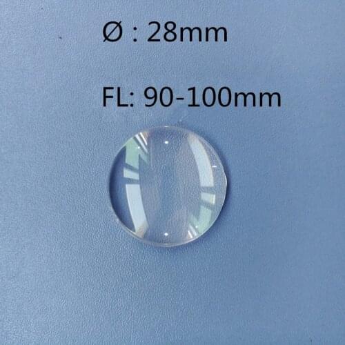 10 pcs PMMA Plano convex lens diameter 28mm focal length 90-100mm