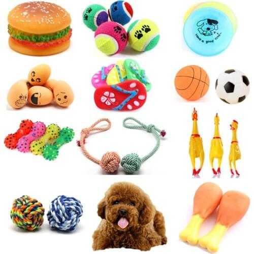 1PCPet Toy Rubber Squeak Dog Toys Screaming Chicken Chew Bone Slipper Squeaky Ball Dog Toys Tooth Grinding Training Pet Products
