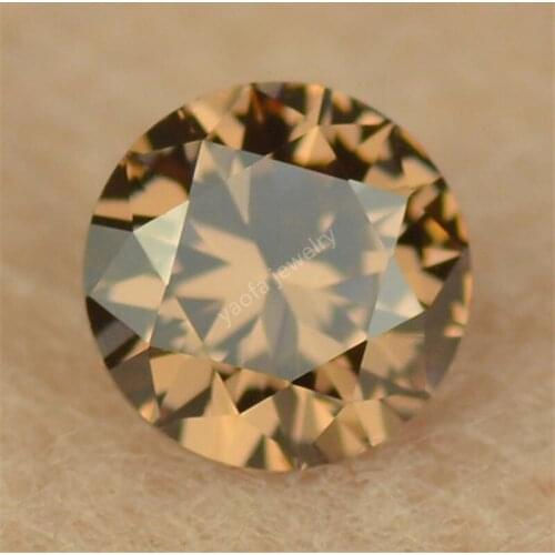 3~20mm Yellowish Coffee Color Synthetic Cubic Zirconia Stone Round Shape Brilliant Cut AAAAA Zircon Loose CZ Gems For Jewelry