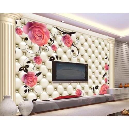 Beibehang brick wallpaper 3dEuropean soft pack Roman column 3D rose flower wallpaper TV background wall 3 d wallpaper for walls