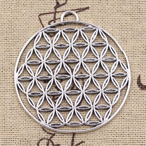 4pcs Charms Datura Stramonium Flower Of Life Yoga 48x44mm Antique Silver Color Pendants DIY Making Findings Tibetan Jewelry