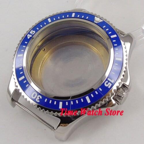 44mm blue ceramic bezel 316L stainless steel Watch Case fit ETA 2836 DG2813 3804 MIOTA 8215 8205 821A movement C11