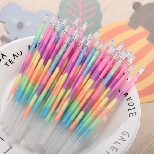 5PCS Rainbow Highlighters Fluorescent Refill Ballpoint Gel Pen Students Painting Graffiti New School Stationery Office Supplies