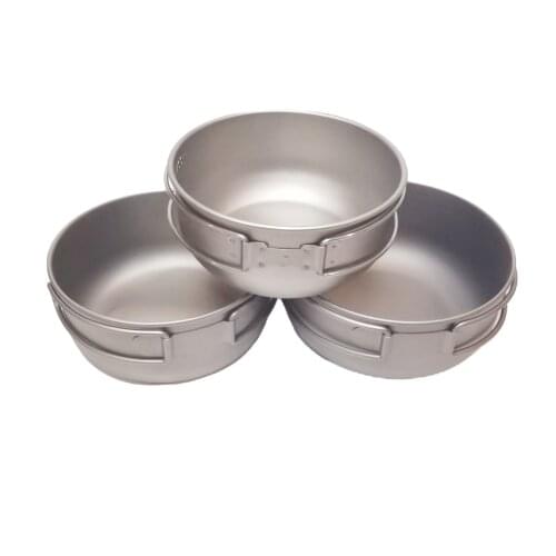 BIVOUAC 450ml 500ml 600ml Titanium Pot Camping Cup with Folding Handle Camping Bowl Outdoor Cookware