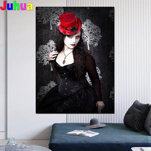 5D DIY Diamond Painting Gothic Woman Picture Of Rhinestones Diamond Embroidery Round drill Portrait Girl Mosaic Cross Stitch