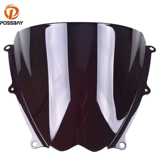 POSSBAY Motorcycle Windshield Windscreen for Suzuki GSXR1000 K7 2007 2008 Pare Brise Moto Black Clear Cafe Racer Wind Deflector
