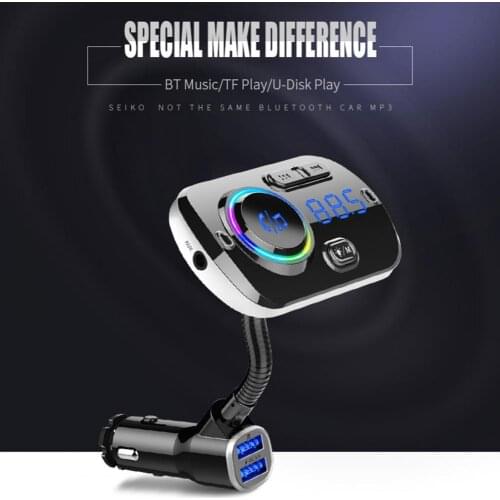 BC49AQ FM Transmitter Memory Function QC3.0 Portable Stereo Bluetooth-compatible 5.0 MP3 Player FM Modulator for USB Car Charger