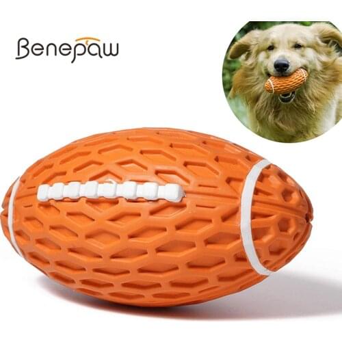 Benepaw Durable Squeaky Rubber Ball For Dogs Teething Stress Relief Interactive Nontoxic Bouncy Pet Chew Toys Floatable Play