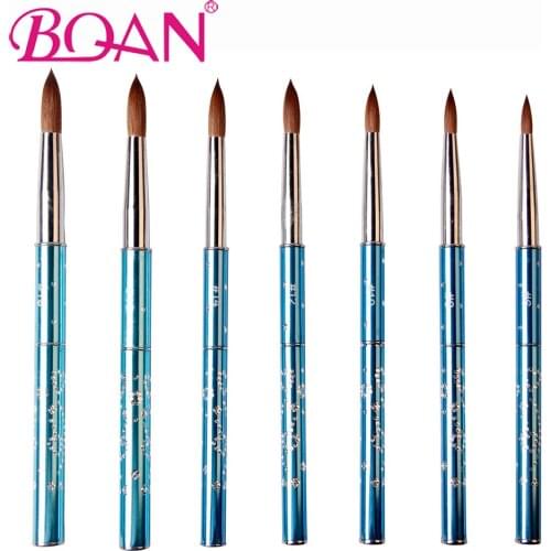 BQAN 10pcs #6#8#10#12#14#16 Kolinsky Sable Brush Acrylic Nail Art Brush Nail Art Brush Blue Metal Crystal Acrylic Salon 2017