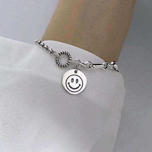 Punk 925 Sterling Silver Round Charm Bracelet For Women Bracelet &Bangle Wedding Jewelry Accessories SL191