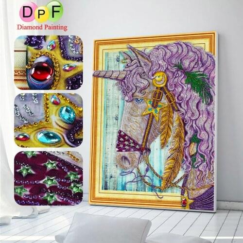 DPF Special Shape Diamond Painting "unicorn" DIY Diamond Embroidery Rhinestones Diamond Mosaic Partial decor painting