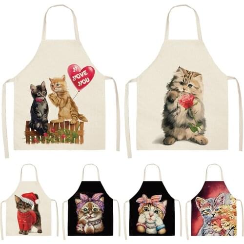 Cute cat apron black apron kitchen apron baking accessories Woman kitchen apron master apron Linens apron for men kitchen apron
