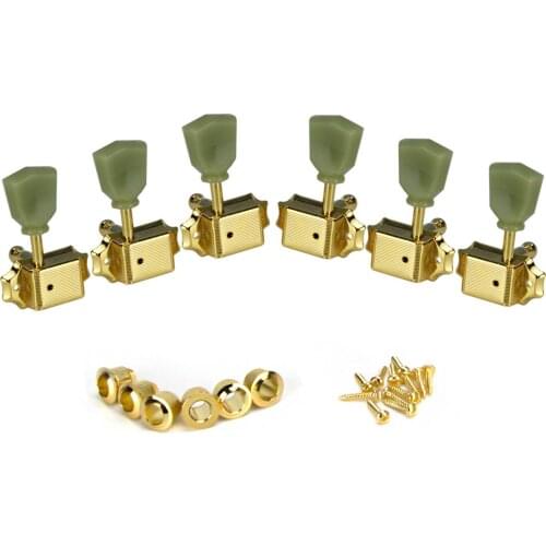FLEOR 3L3R Deluxe Vintage Keystone Style Guitar Tuning Pegs Machine Heads Tuners Semiclosed Gold Fit LP Guitar