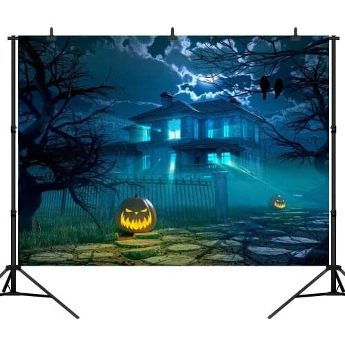 Photography Backdrops Scary Halloween Pumpkin Door Horror Night Photo Background
