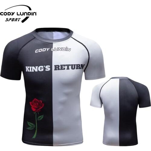 Spring Summer Factory Bulk Order New Design Mens Full Digital Print T-shirt Sport Rashguard Jogging Tight