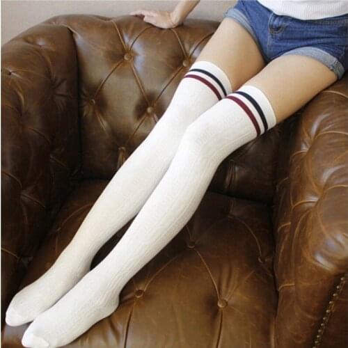 New 2019 Women Girl Knitted Stripe Stripy Striped Over The Knee Thigh High Stockings Long Sock