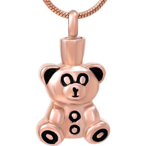IJD8657 High Quality Stainless Steel Bear Cremation Pendant Hold Pet Ashes Urn Keepsake Necklace Memorial Jewelry for Children