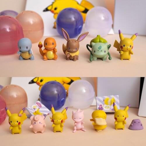 5-6PCS/set Pokemon Pikachu Charmander Squirtle Bulbasaur Eevee Psyduck Mini Figure Doll Collection Toys Children Kids Toys Gift