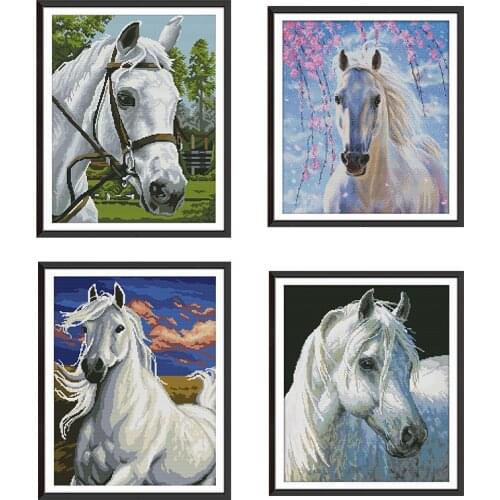 Printed Cross Stitch Embroidery Kit Animal Horse Pattern Chinese Embroidery Kit DIY Needlework Embroidery Modern Home Decoration