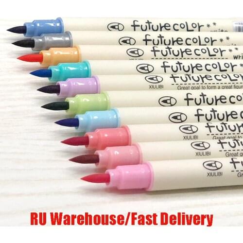 10pcs 0.5mm Refill Soft Brush Pen Colored Marker Pens Pencils Set for Calligraphy Drawing Writing School Stationery Art Supplies