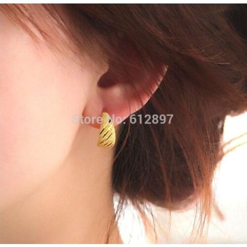 Solid 999 24k Yellow Gold Hoop Earrings /Women Liusha Singapore Hoop Earrings / 3.78g