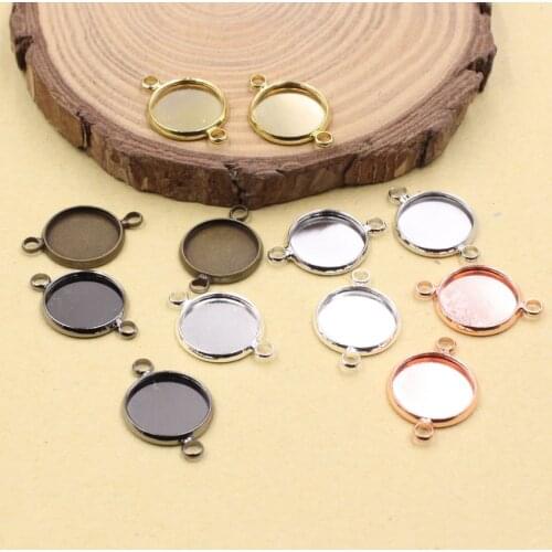 Fit 20mm Copper Round both loop Vintage Glass/Cabochon Frame bezel Settings, Bezel For DIY Bracelet 10pcs/lot K05382