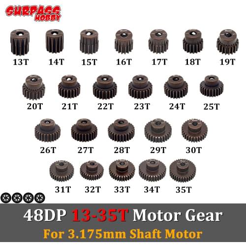 SURPASS HOBBY 3PCS 13/16/17/18/20/21/22/25/30/35T 48DP Pinion Motor Gear 3.175mm Shaft Motor Gear for 1/10 Rc Car Truck Crawler