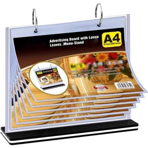 A4 Flip Table Menu Stand Multi-Page Table Card Rack Menu Display Stand Menu Holder Desk Menu Photo Album Picture Frame