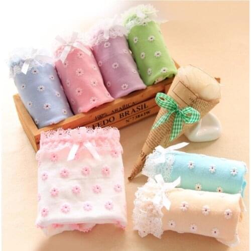 Girl Candy Color cotton Low Waist Briefs Printed Color underpants For Ladies Strawberry Pink Color Panties