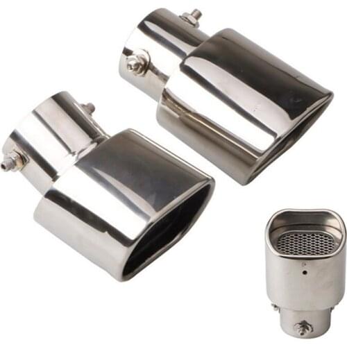 63mm Universal Car Auto Square Exhaust Muffler Tip Stainless Steel Pipe Chrome Trim Modified Car Rear Tail Throat Exhause Liner