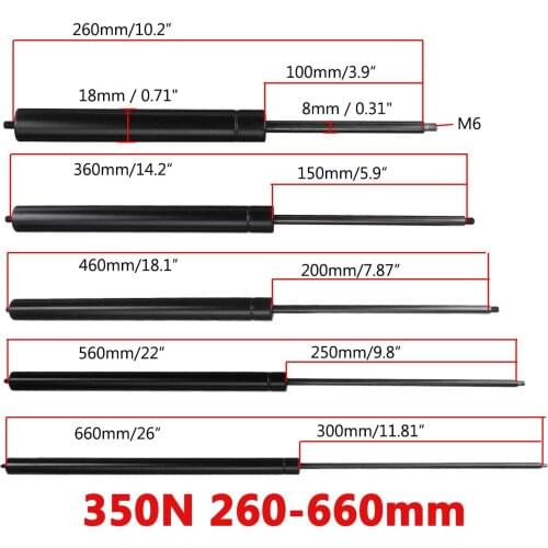 260-660mm 350N 8mm Car Gas Strut Bars Gas Spring Hood Support Rod Shock Lift for RV Bed Window Bus Caravans