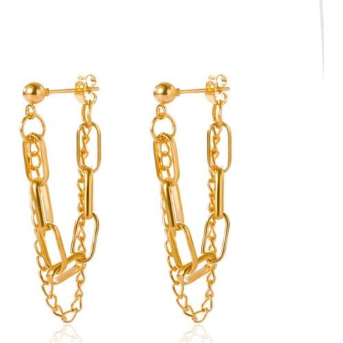 Retro Exaggerated Tassel Chain Hanging Pendant Earrings Charm Geometric Dangel Earrings for Women Eardrop Party Jewelry Gift