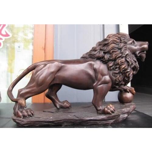 Xd 001695 13 Chinese 100% Pure Bronze Carved ferocity Evil Fu Foo Dog Africa Guardian Lion