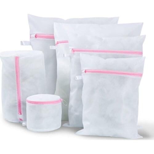 YuZe 9 Sizes Zippered Foldable Nylon Laundry Bag Bra Socks Underwear Clothes Washing Machine Protection Net Mesh Bags