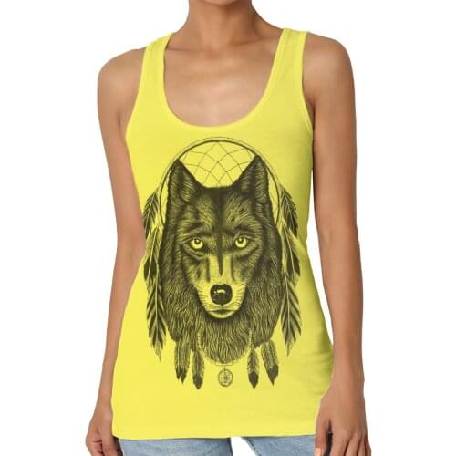 Harajuku Cool Wolf Vests Women Top O-neck Mujer Spring Summer New Fashion Female Sleeveless Casual Thin Tops