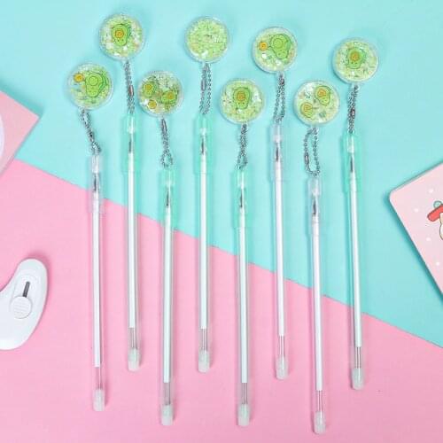 1pcs Kawaii Avocado Gel Pen Novelty Cute Sequins Pendant Black Ink Pen 0.38mm Student School Office Stationery Kids Gifts