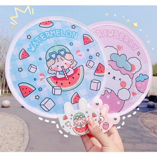 1 Pcs Japanese-Style Cartoon Folding Hand Fan Shrinkable Mini Cloth Fan Gifts Home Decoration Ornaments Summer Cooling Tool