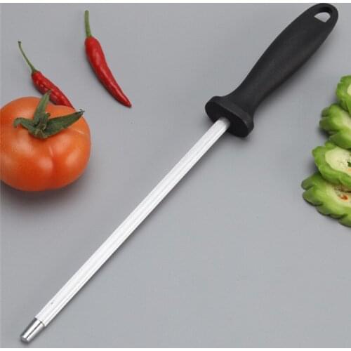 1 piece of stainless steel rod sharpener with handle for sharpening the chefs steel knife in the kitchen