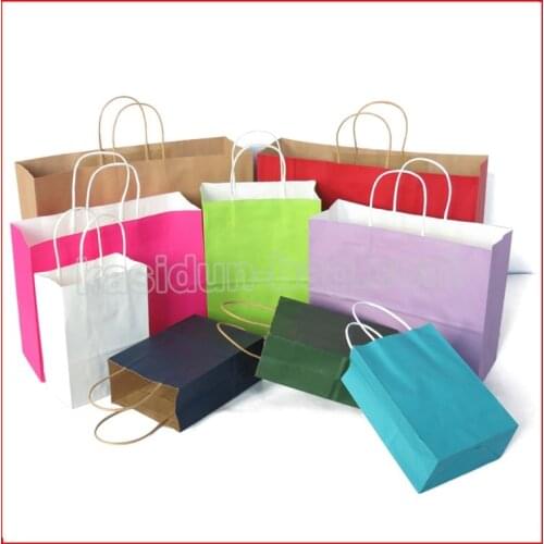 100pcs/lot) Wholesale paper shopping bags with handles