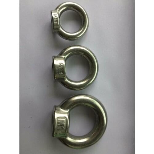 2pcs M10 M12 M14 M16 M18 Eye Nut Stainless Steel Marine Lifting Eyenut Ring Nut Loop Hole for Cable Rope Lifting