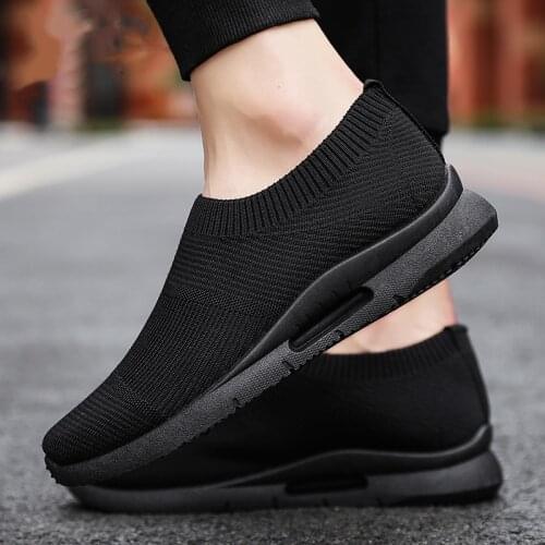 2021Men Light Running Shoes Jogging Shoes Breathable Man Sneakers Slip on Loafer Shoe Mens Casual Shoes Size 46