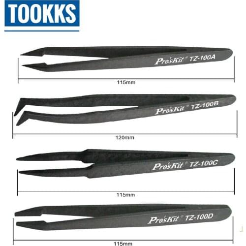 4pcs/Lot Anti-static Fiber Flat Conductive Tweezer Acid Proof Electronic Tweezer For Mobile Phone repair Hand Tools