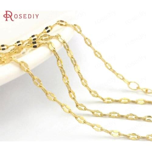 40516)4PCS Full length 51CM 24K Gold Color Copper Necklaces Finished Chains Jewelry Making Supplies Diy Findings Accessories