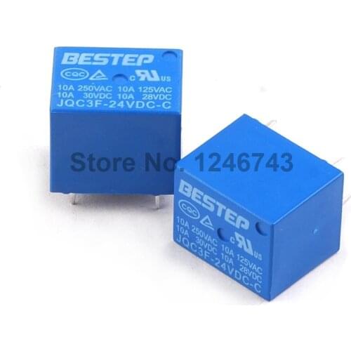 5PCS BESTEP T73 24V Relay Blue JQC3F-24VDC-C